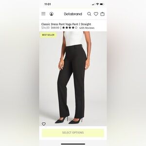 Betabrand classic straight leg yoga dress pants size medium, petite - Black